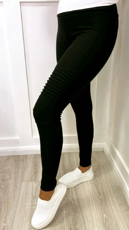 Jackie Spandex Moto Leggings Black