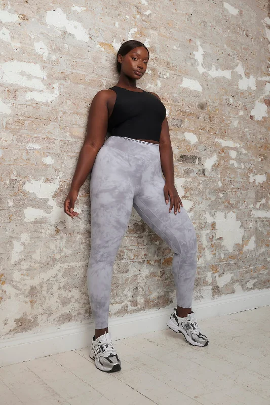 Revitalise High Waisted Leggings - Sky Grey Tie Dye